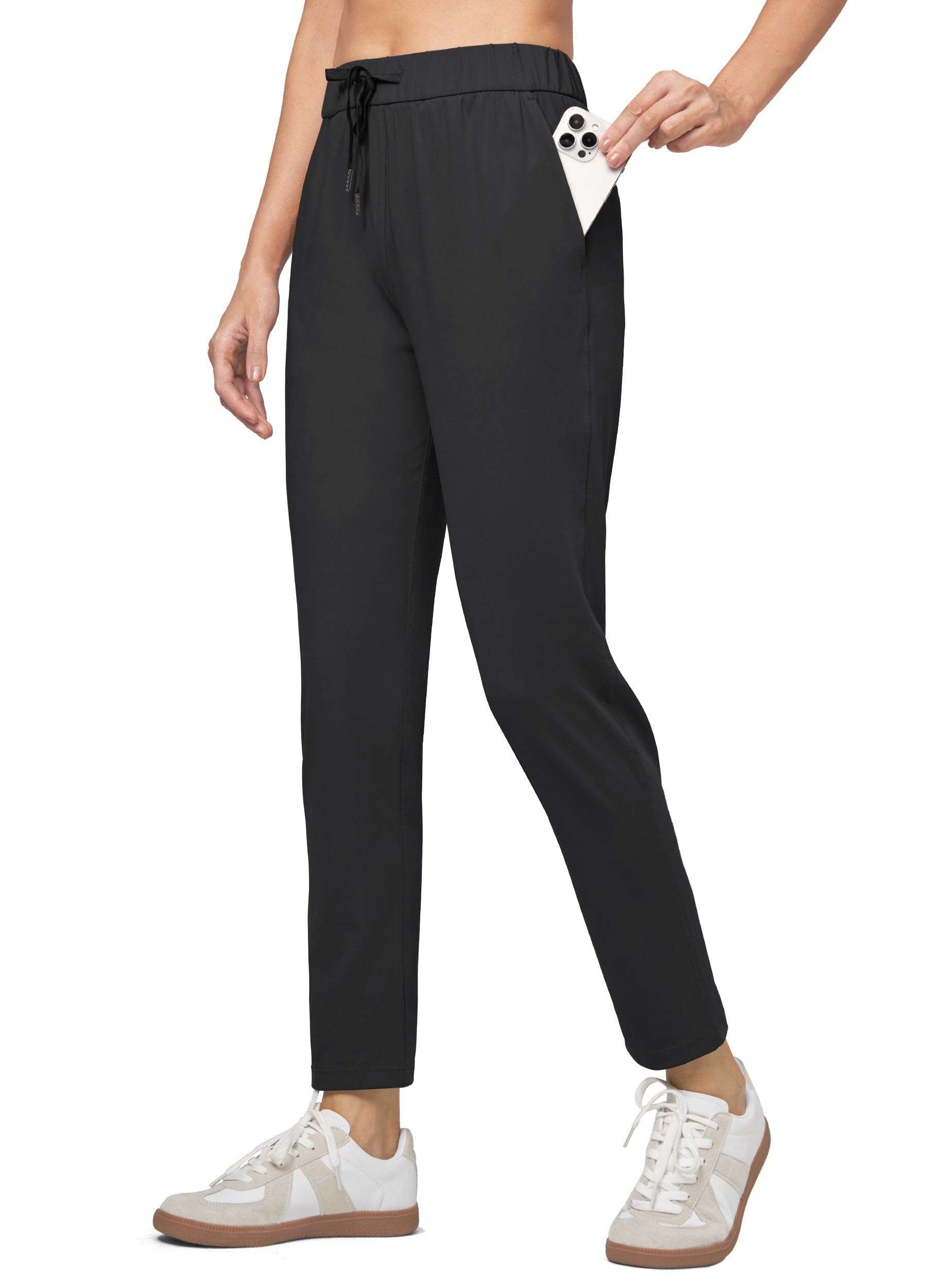 Willit Women's 7/8 Golf Travel Pants - Quick Dry Athletic Lounge Sweatpants for Golf, Travel & Casual Wear