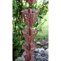 8 Foot Square Cup Rain Chain for Garden Decor - Easy Installation Kit Included | Perfect for Downspout Drainage & Outdoor Water Feature Design