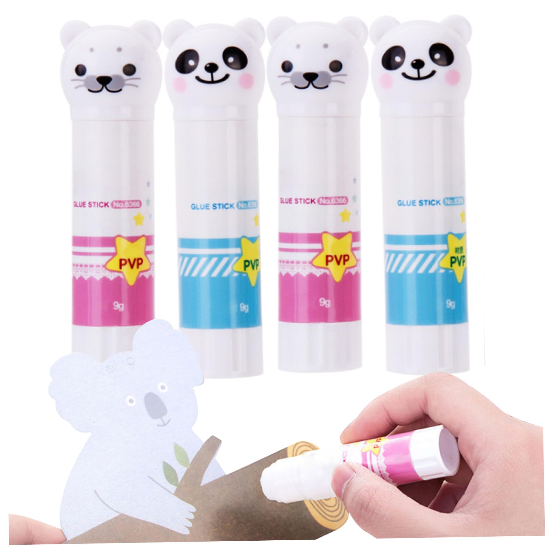 4Pcs Cute Cartoon Plastic Glue Sticks for Kids - 9g Strong Hold School Glue for Arts & Crafts, Office Supplies, Classroom Projects (Perfect for DIY, Scrapbooking & Homework)