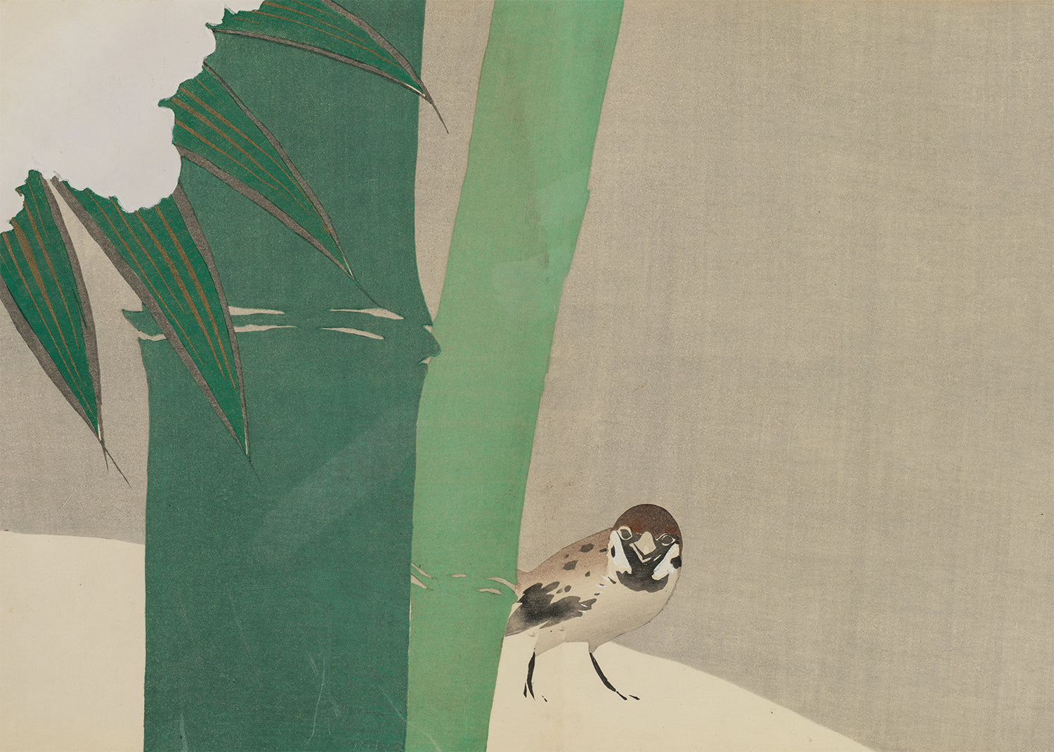 Bamboo in Snow Art Print by Kamisaka Sekka - Japanese Woodblock Style Wall Decor for Living Room, Bedroom & Office - Perfect Gift for Art Lovers & Home Decoration