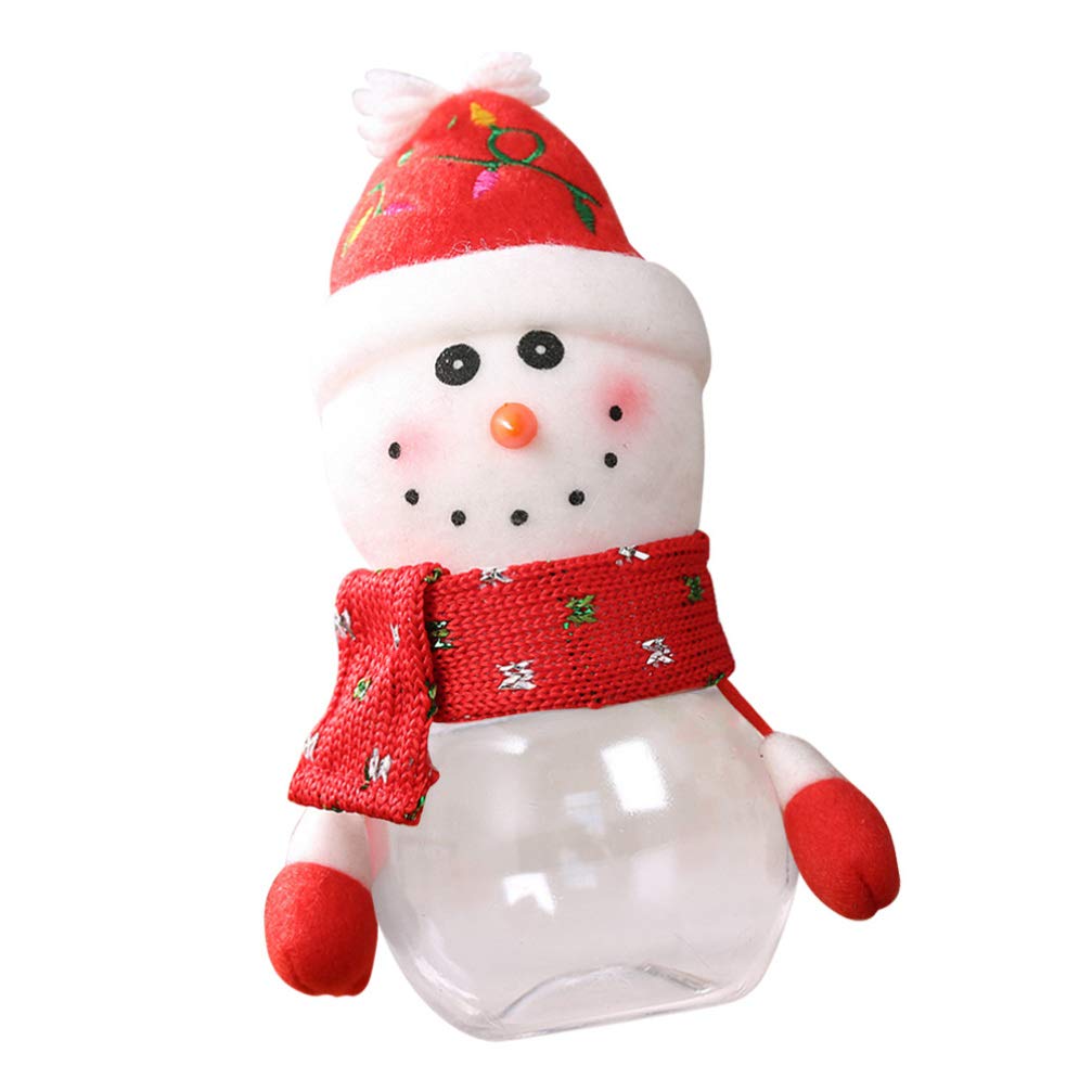 IMIKEYA Christmas Cookie Candy Gift Jars - Clear Plastic Holiday Treat Containers with Plush Figurines | Empty Bakery Storage Canisters for Xmas Cookies, Biscuits & Jewelry | Perfect for Holiday Gifting, Party Favors & Festive Decorations