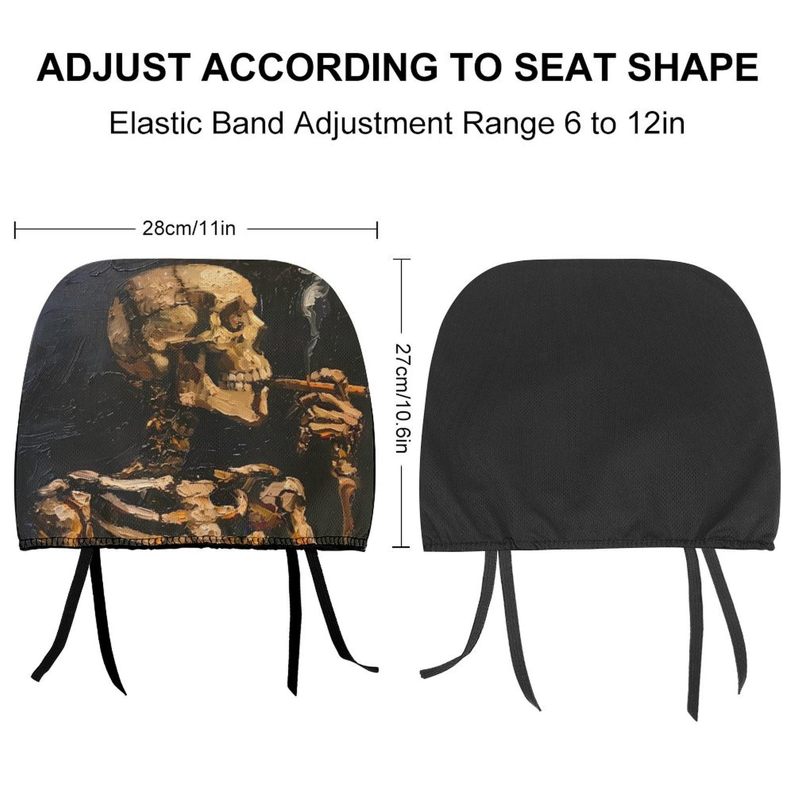 Universal Skull Skeleton Soft Car Headrest Covers - Comfortable & Stylish Interior Decor Accessories for Men and Women - Perfect for Halloween, Gothic Style, and Car Enthusiasts