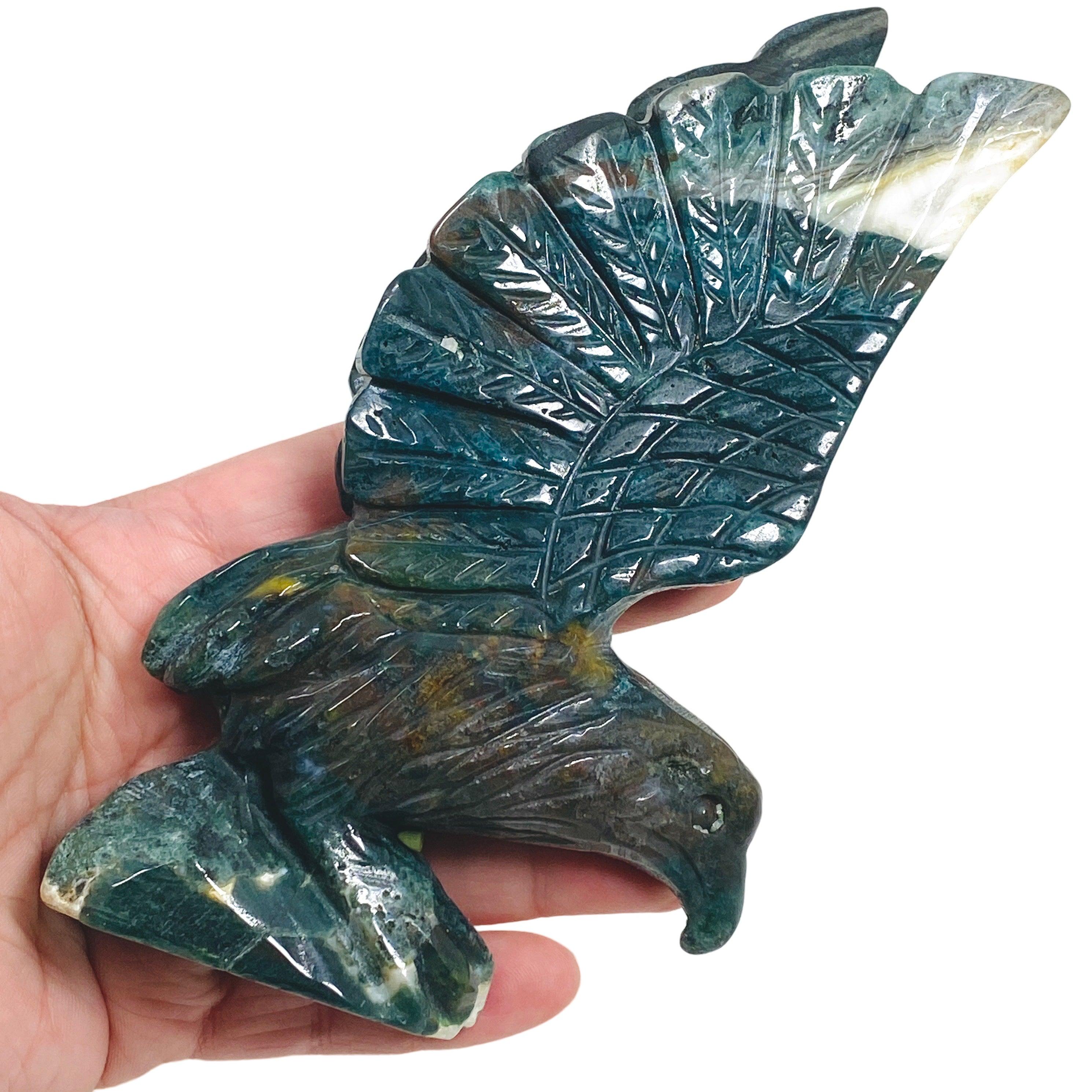 Vibrant Moss Agate Eagle Pendant - Handcrafted Jewelry for Spiritual Protection & Nature Lovers | Perfect for Meditation, Gift Giving & Boho Fashion