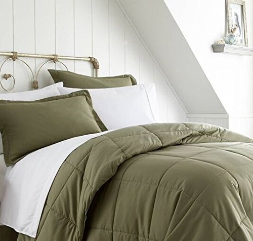 ienjoy Home California King Bed in a Bag - 7-Piece Sage Green Comforter Set with Pillow Shams, Soft Microfiber Bedding for Luxurious Comfort - Perfect for Master Bedrooms, Guest Rooms & Cozy Retreats