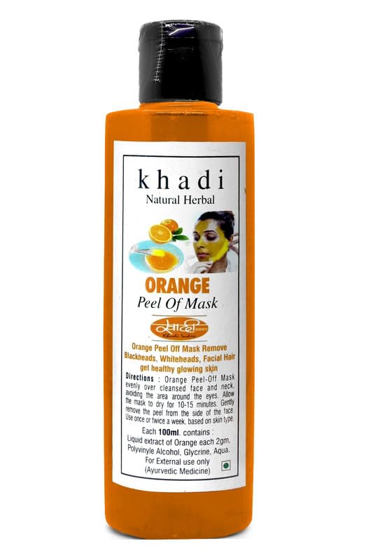 Khadi Natural Herbal Orange Peel-Off Mask for Acne & Wrinkles - Organic Face Mask for Men & Women - Deep Cleansing & Brightening Treatment for Healthy Glowing Skin (200ml) - Perfect for Daily Skincare Routine & Spa Night Self-Care