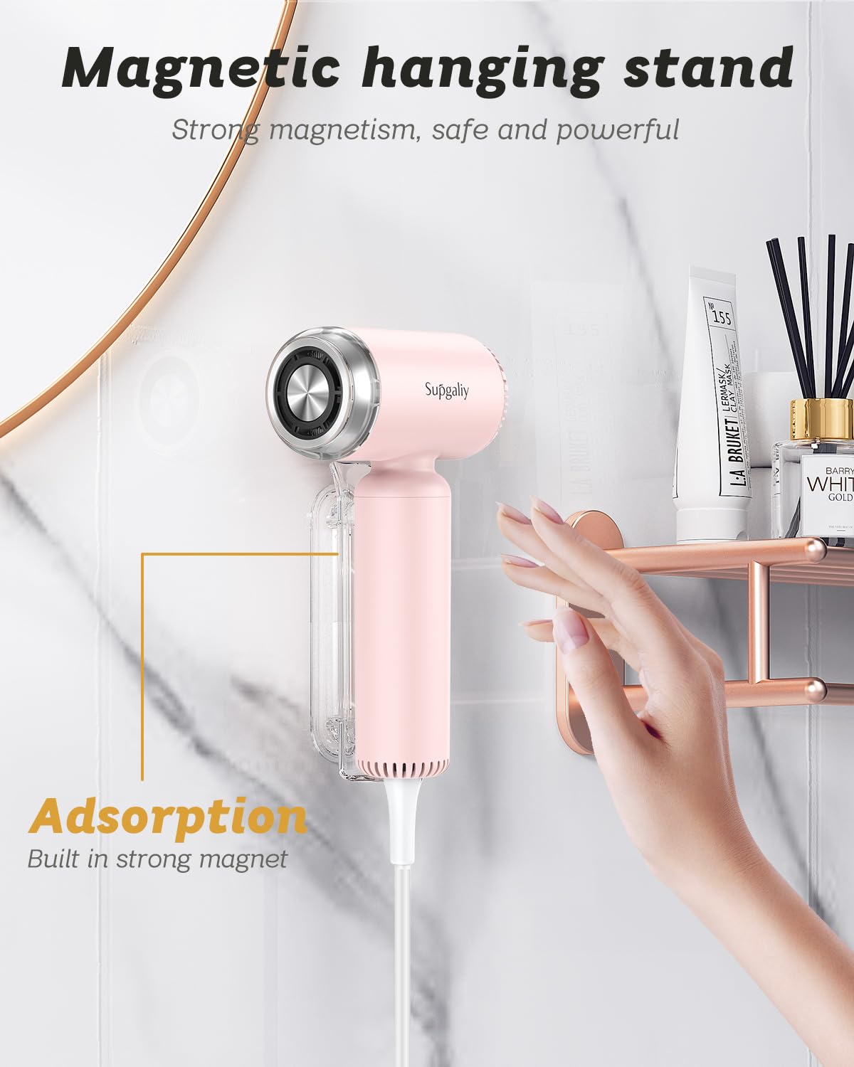 Professional Ionic Hair Dryer 110V - High Speed Motor for Fast Drying, Lightweight & Quiet Blow Dryer with Magnetic Diffuser & Concentrator | Perfect for Home Use & Travel Styling