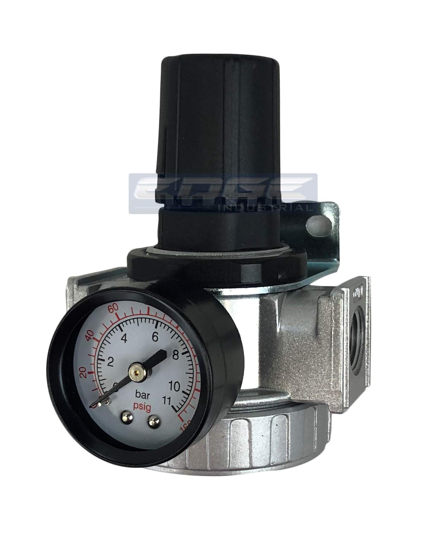 Industrial-Grade Mid Flow Air Pressure Regulator for Compressed Air Systems - Adjustable 7-145 PSI, 3/8