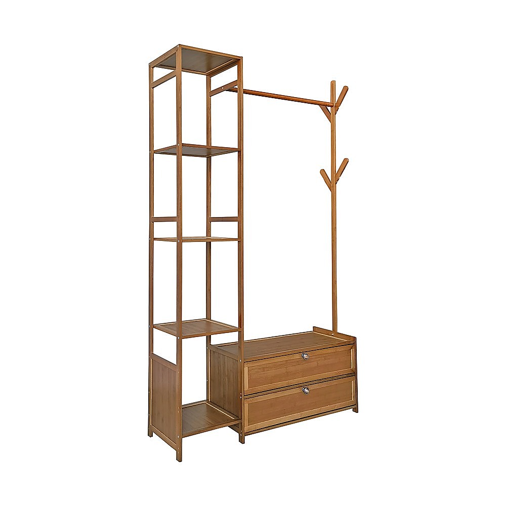 165x100cm Modern Clothes Rack Stand with Storage Shelves - Heavy Duty Coat Tree Organizer for Bedroom, Closet, Laundry Room & Entryway
