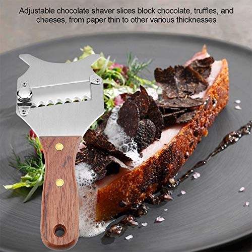 Premium Stainless Steel Truffle Cheese Slicer with Adjustable Blade - Wood Handle Chocolate Shaver for Gourmet Cooking, Cheese Platters & Dessert Preparation - Ideal Kitchen Gadget for Home Chefs & Food Enthusiasts