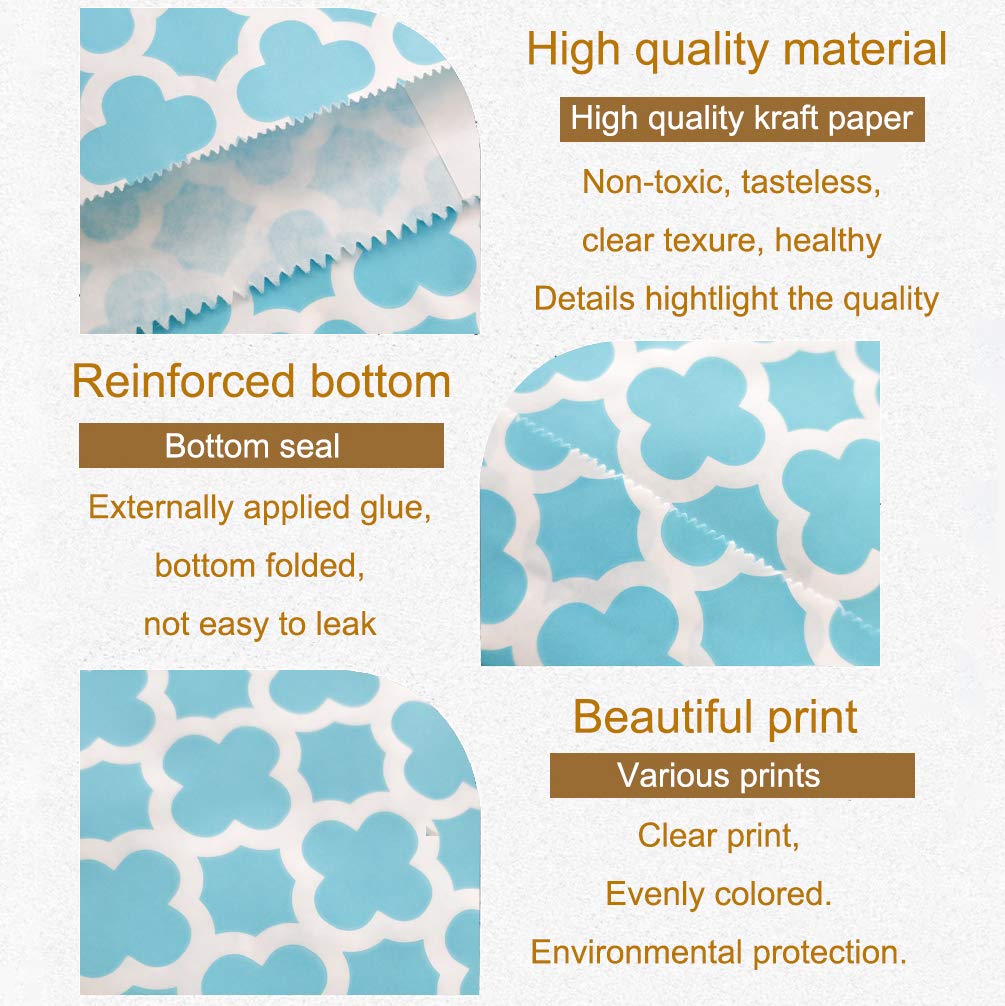 100 Pcs Blue Polka Dot Candy Buffet Bags | Small Cookie & Treat Bags for Wedding, Birthday Party Favors (5x7 Inches) | Perfect for Candy Buffets, Dessert Tables & Party Decorations