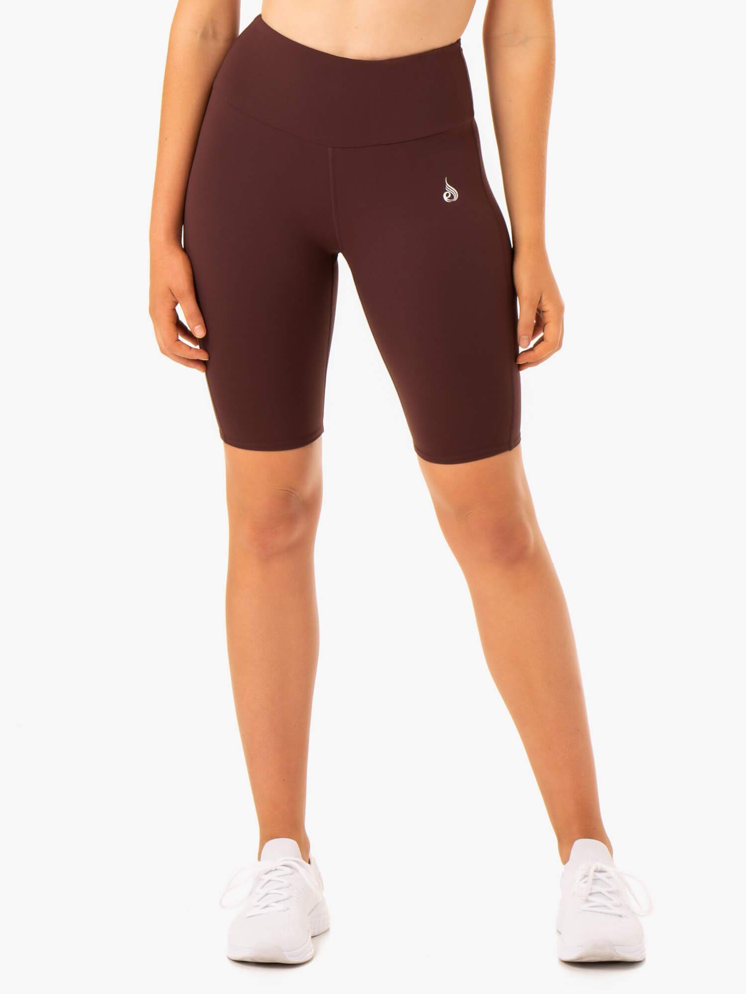 High Waisted Scrunch Bum Bike Shorts for Women - Chocolate Brown - Butt Lifting Workout Shorts for Cycling, Yoga & Gym