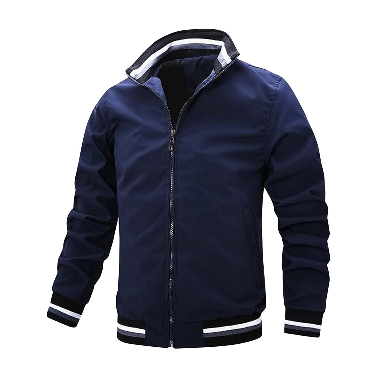 Maiyifu-GJ Men's Lightweight Windproof Bomber Jacket - Slim Fit Casual Full Zip Softshell Coat for Outdoor Spring Activities | Breathable Windbreaker for Hiking, Travel & Daily Wear