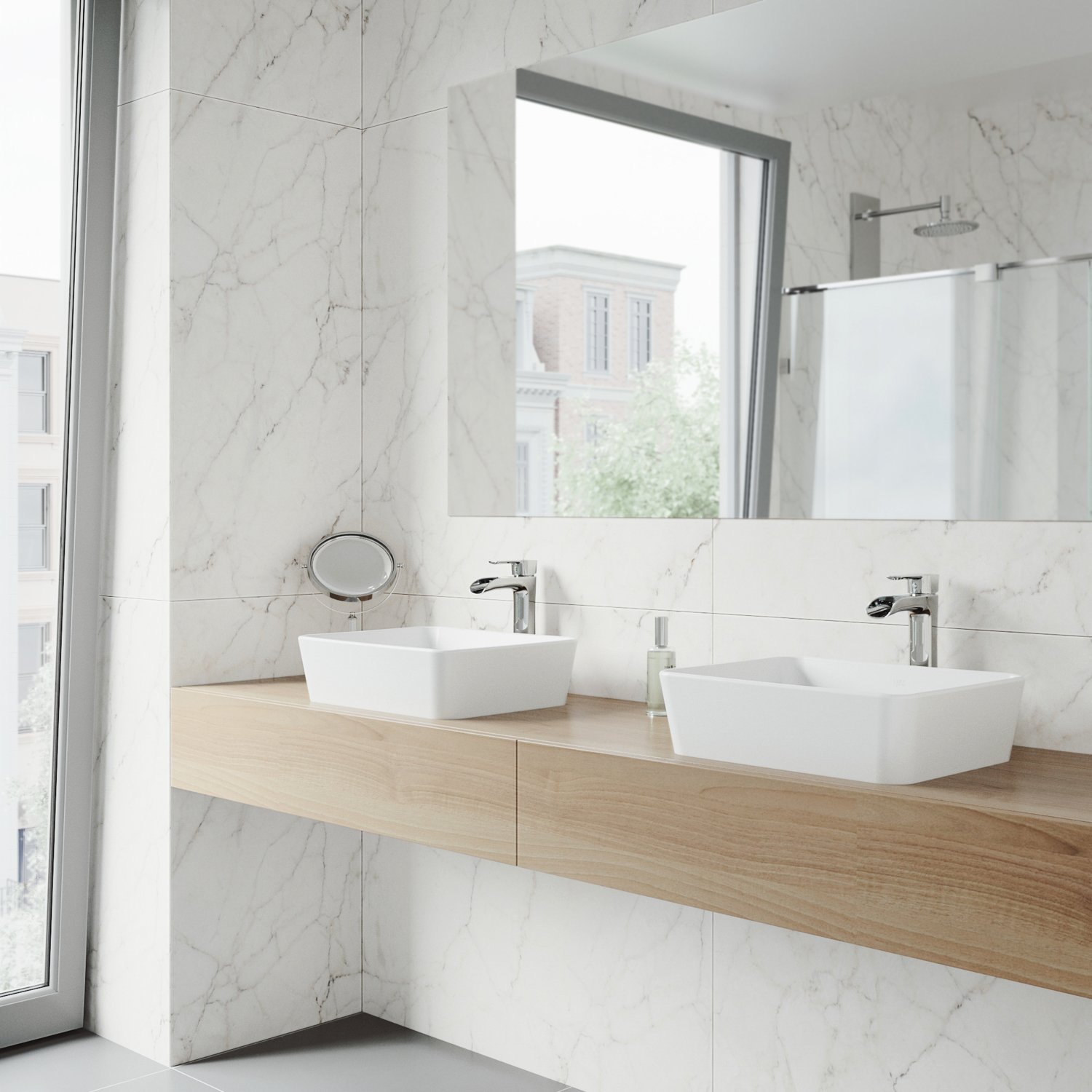 VIGO Matte White Rectangular Vessel Bathroom Sink - 18
