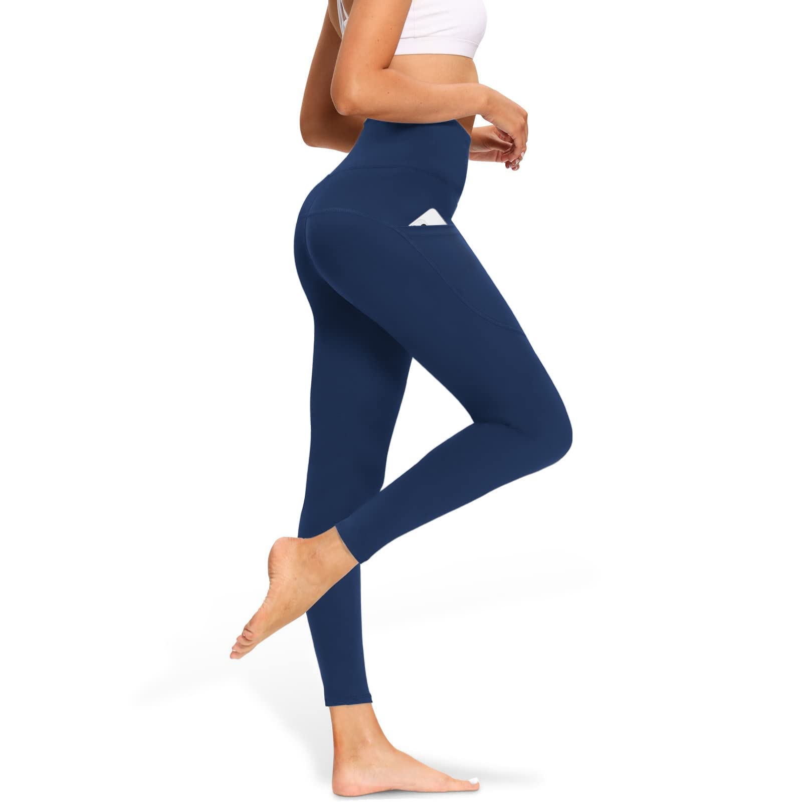 High Waisted Yoga Pants for Women with Pockets - Buttery Soft 7/8 Length Workout Leggings - Tummy Control & Naked Feeling - Perfect for Yoga, Gym & Lounge Wear