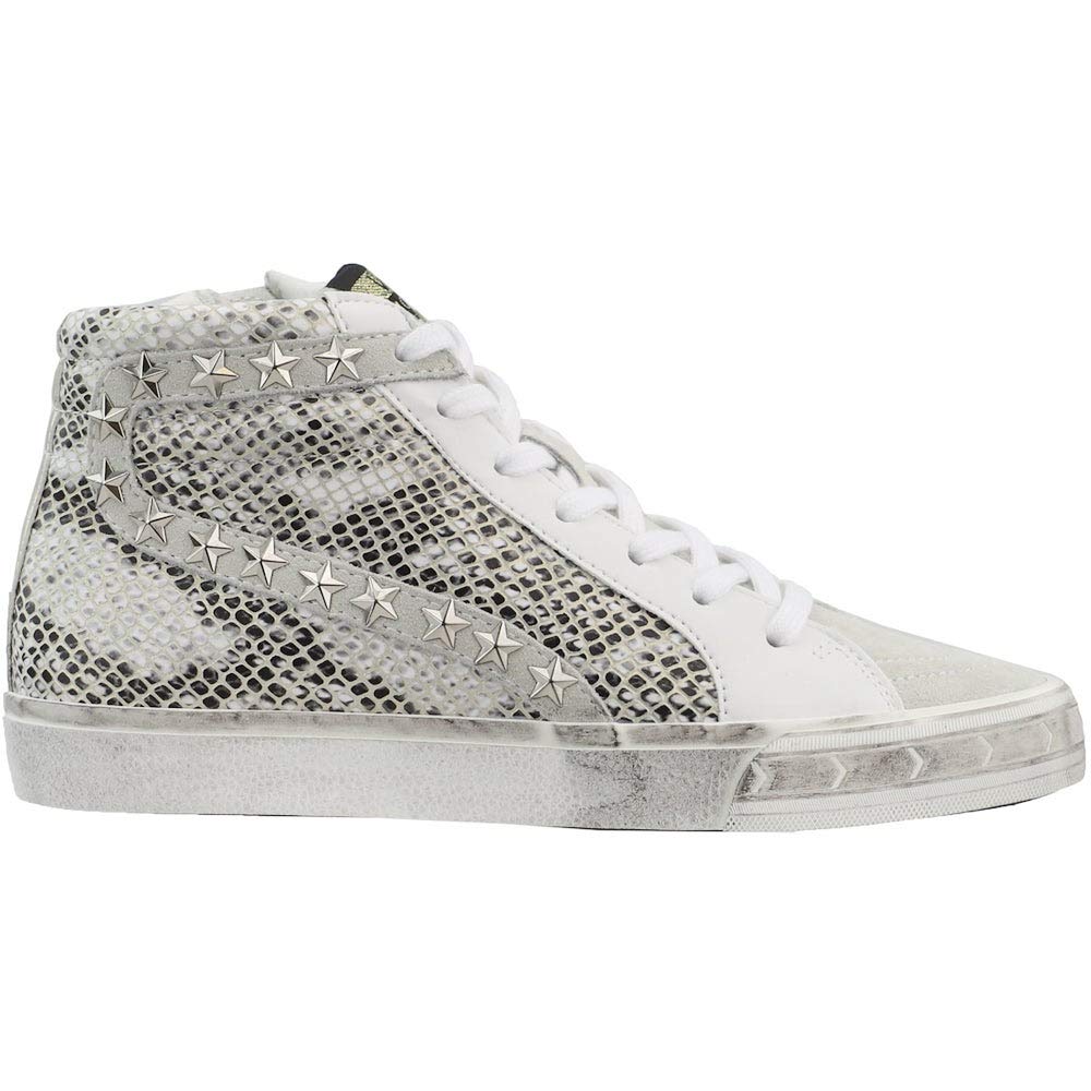 Vintage Havana Women's Kate Snake Print High Top Sneakers - Casual Grey & White Shoes for Walking, Running & Street Style Fashion