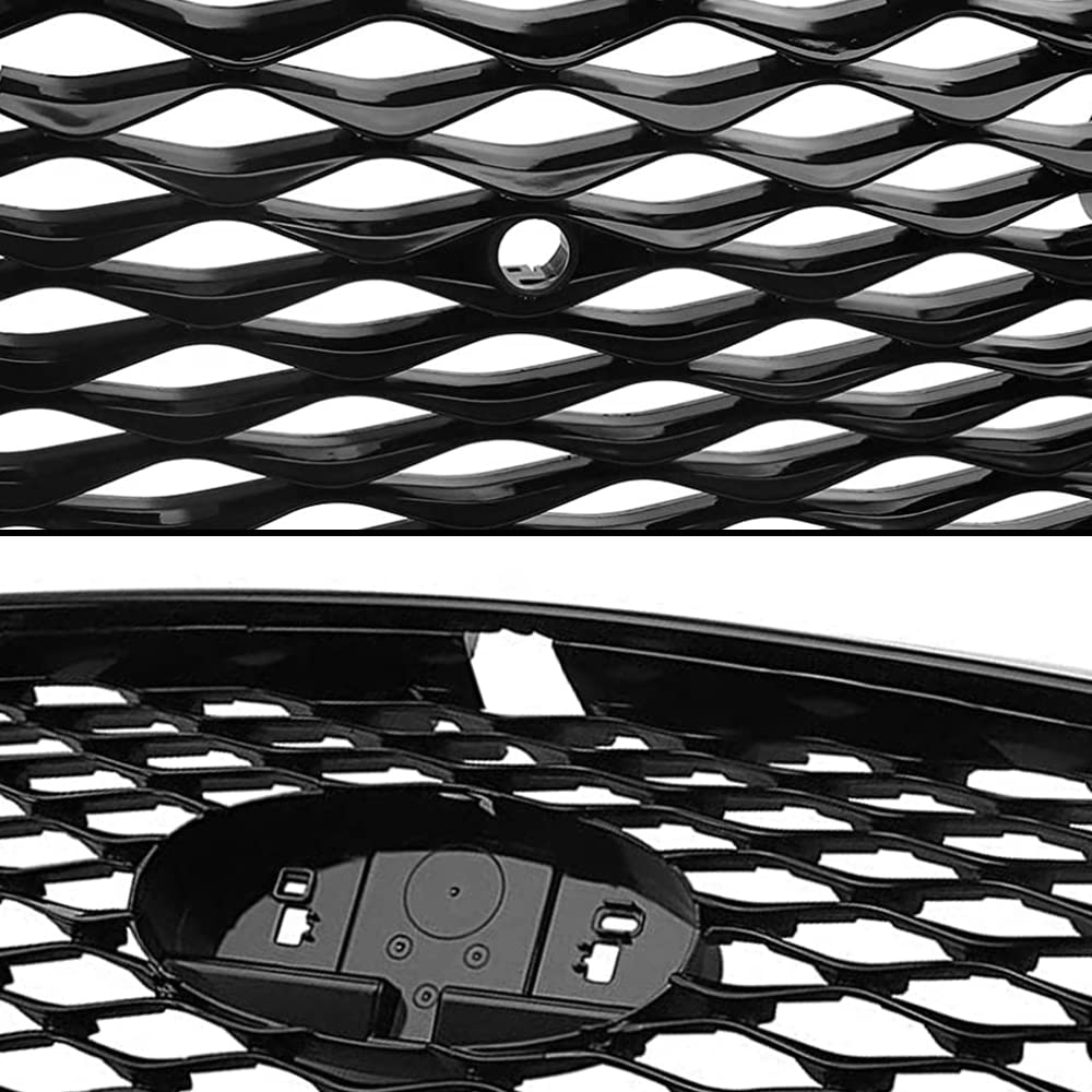 Glossy Black Front Grille Compatible with Infiniti Q50 Q50S 2018-2022 - JDM Style Upper Bumper Hood Grill Replacement | Upgrade Your Car's Appearance for Street Racing & Show Car Events