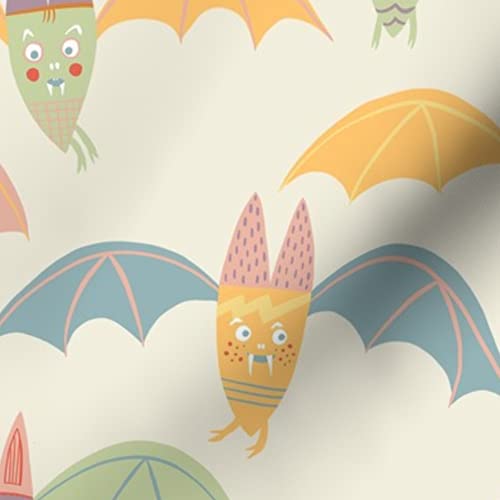 Pastel Bats Halloween Printed Minky Fabric Fat Quarter - Soft Plush Fabric for Sewing Baby Blankets, Quilt Backing & DIY Crafts - Perfect for Halloween Decor, Nursery Projects & Cozy Home Accessories