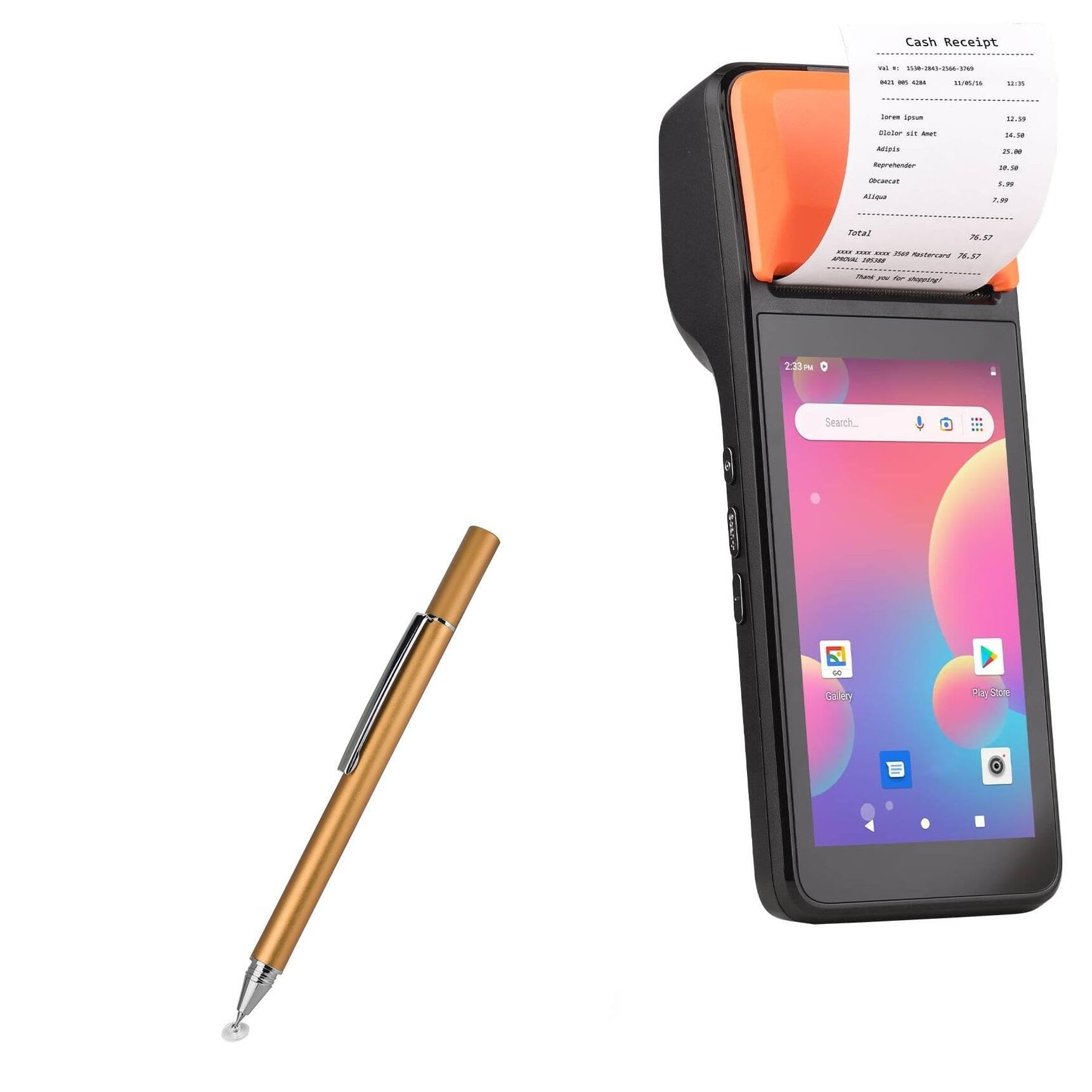 BoxWave FineTouch Capacitive Stylus Pen (5 inch) - Super Precise Stylus Compatible with Bisofice Handheld 3G POS Receipt Printer - Champagne Gold - Perfect for Retail, Hospitality & Mobile Payment Systems