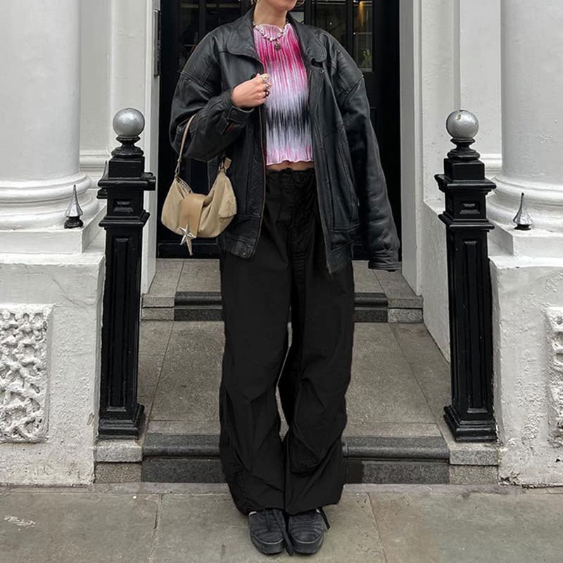 Women's Baggy Cargo Pants - Low Waist Loose Wide Leg Trousers with Drawstring | Casual Joggers & Streetwear Sweatpants for Hip Hop, Yoga & Everyday Wear