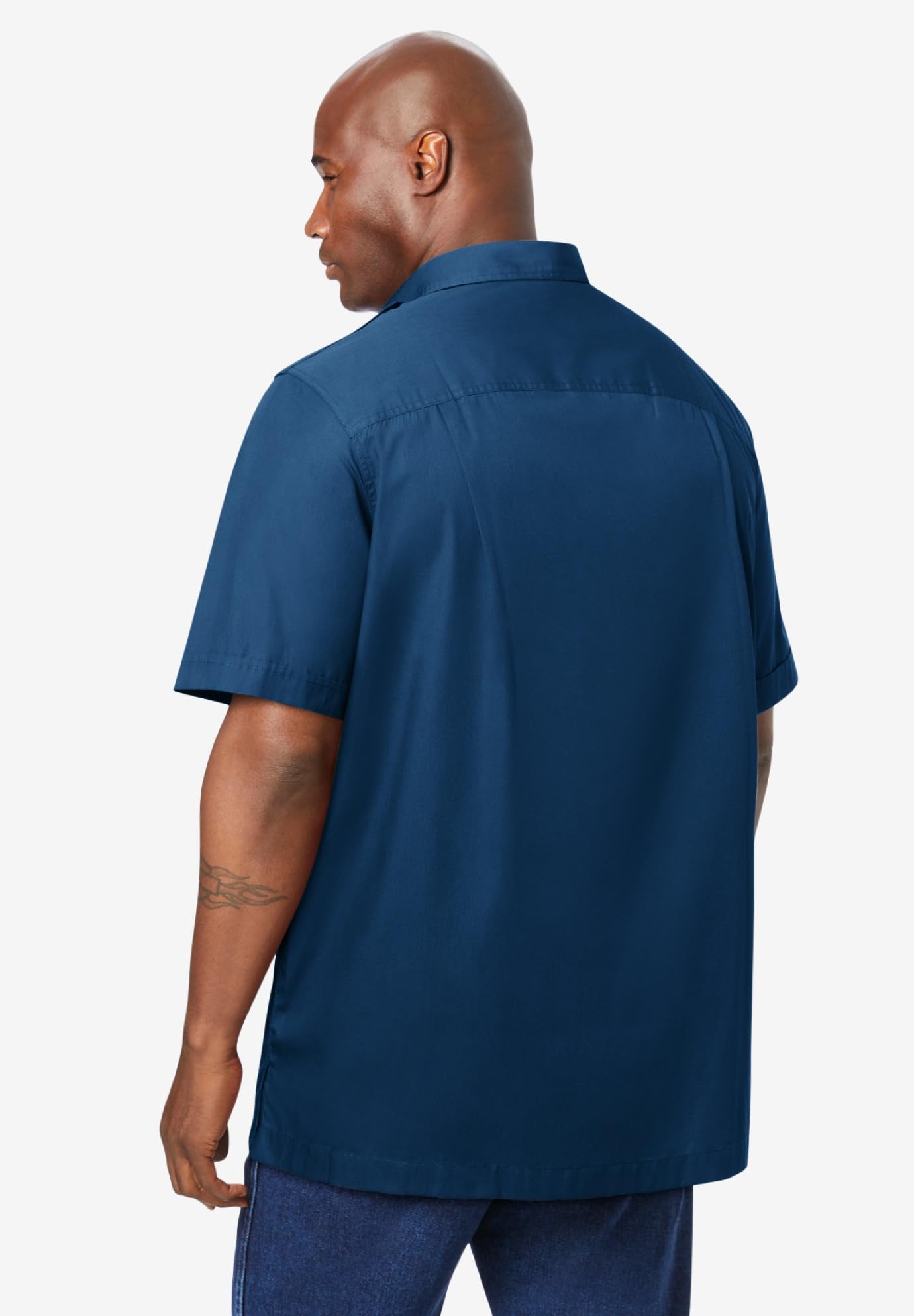 Kingsize Men's Big & Tall Short-Sleeve Pilot Shirt - Comfortable Casual Button Down Shirts for Plus Size Men - Perfect for Work, Travel & Outdoor Adventures