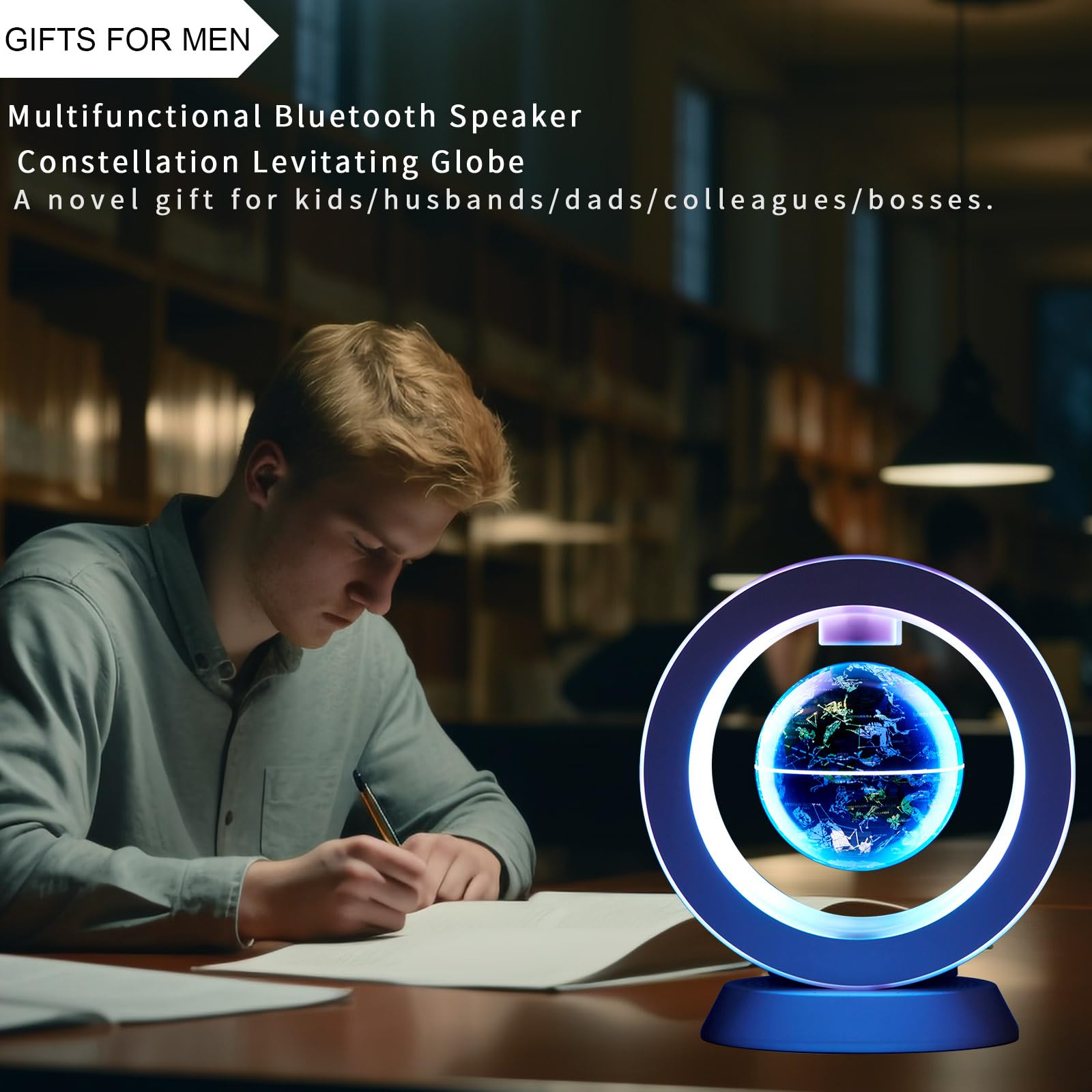 Floating Bluetooth Speaker & Constellation Globe Lamp - Magnetic Levitation Desk Decor for Office, Kids Learning & Unique Tech Gifts | Cool Gadget for Teens, Men & Bosses | Perfect for Home Decor, Study Room & Workspace
