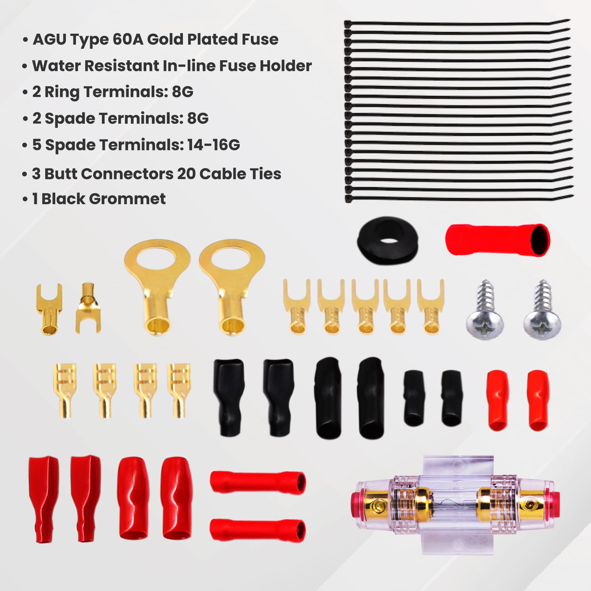 Pyle 8 Gauge 20ft Marine & Car Audio Power Wiring Kit - 1000W Amplifier Installation with Gold Plated Fuse - Perfect for Boat, Truck & Car Stereo Systems