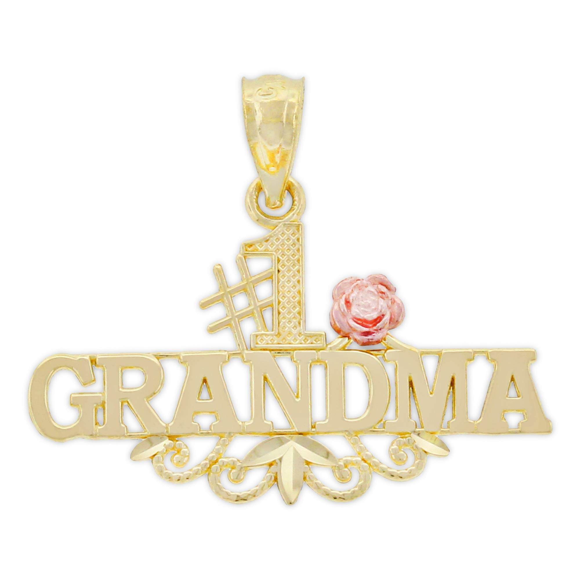 10K Gold Grandma Charm Pendant Necklace - Heartwarming Gift for Grandmothers - Perfect for Birthdays, Mother's Day & Family Celebrations