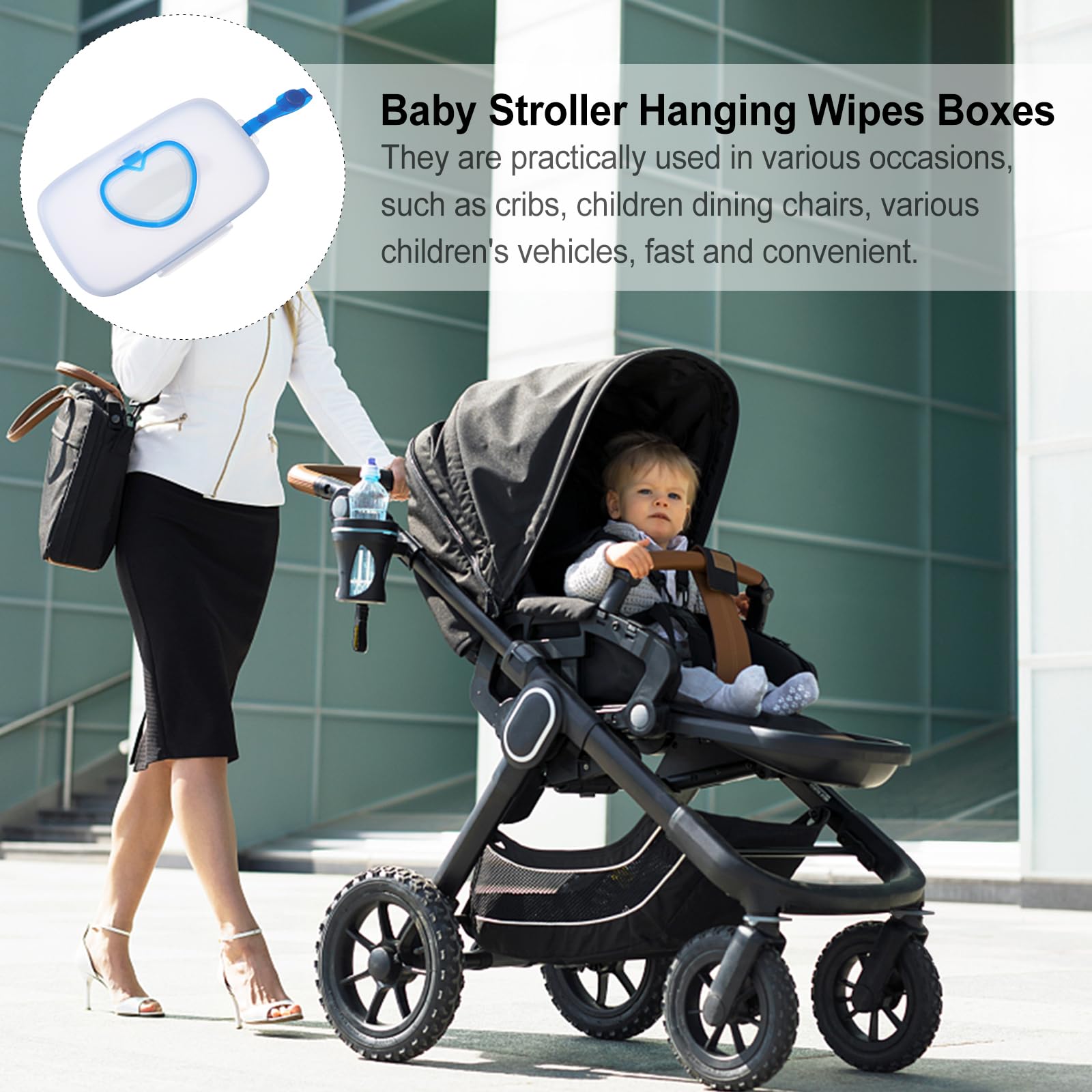 Portable Baby Wipe Dispenser - Refillable Travel Wipes Container for Diaper Bags, Strollers & Cars | Blue Sky Pouch for On-The-Go Parents | Perfect for Travel, Bathroom & Nursery Organization