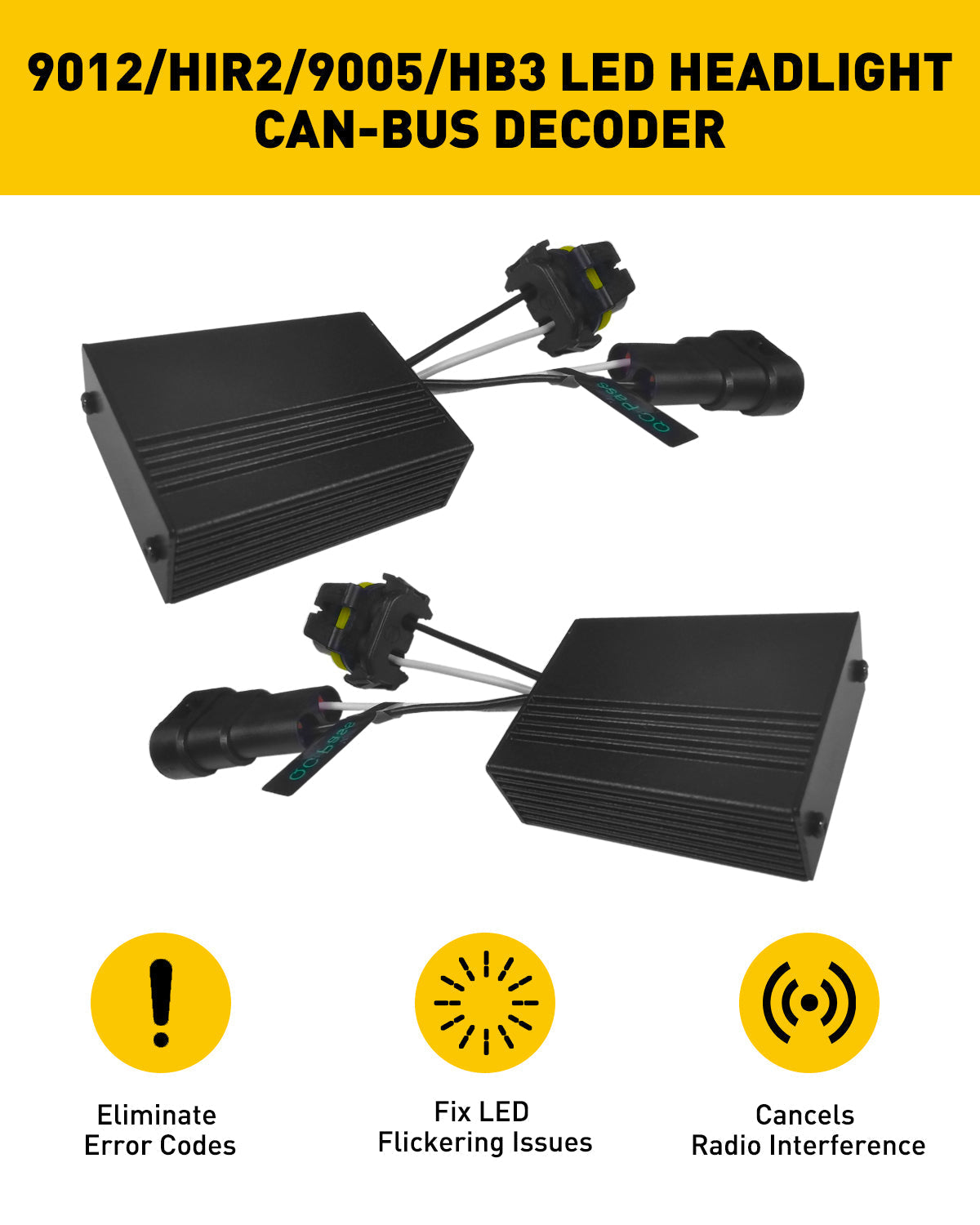 9005 HB3 CANBUS Adapter - Anti Flicker Warning Canceler for LED Headlights | Eliminates Error Messages & Flickering Issues | Compatible with Cars, Trucks, SUVs