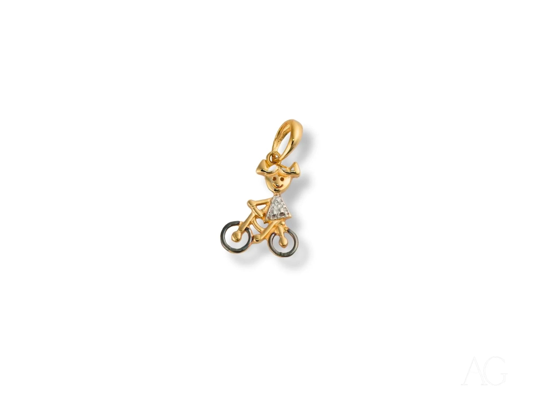 18k Gold Doll Bicycle Pendant Necklace - Elegant Jewelry Gift for Women, Girls - Perfect for Birthdays, Anniversaries, Valentine's Day & Special Occasions
