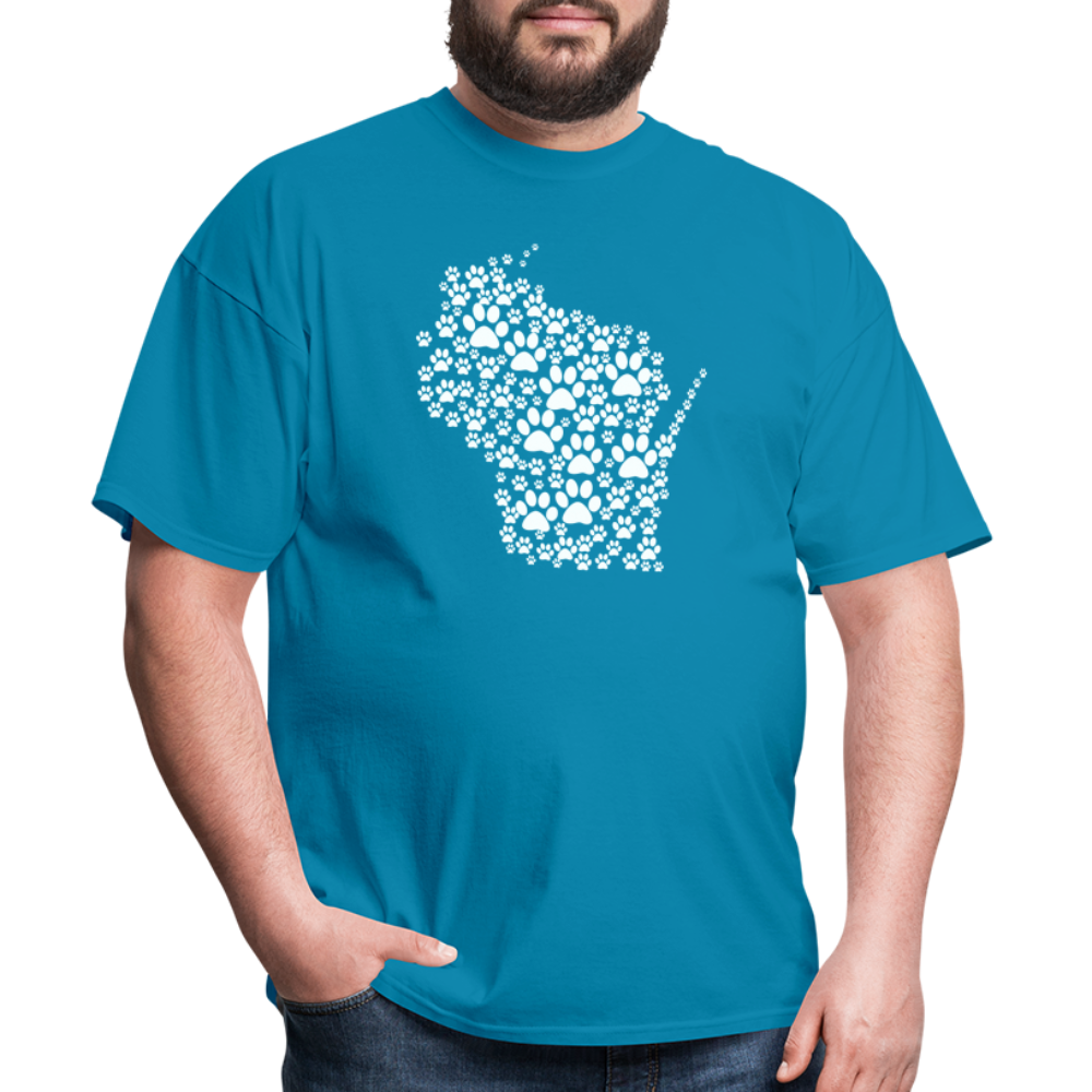 Paws Across Wisconsin Classic T-Shirt - Comfortable & Stylish Dog Lover Tee - Perfect for Casual Wear, Outdoor Adventures & Pet Lovers