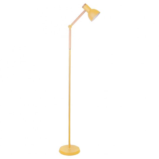 BEL AIR HOME Modern Floor Lamp for Living Room & Bedroom - Teacher Inspired Design with E27 Socket, Wood & Metal Construction in Yellow | Perfect for Reading Nook, Home Office & Cozy Lighting