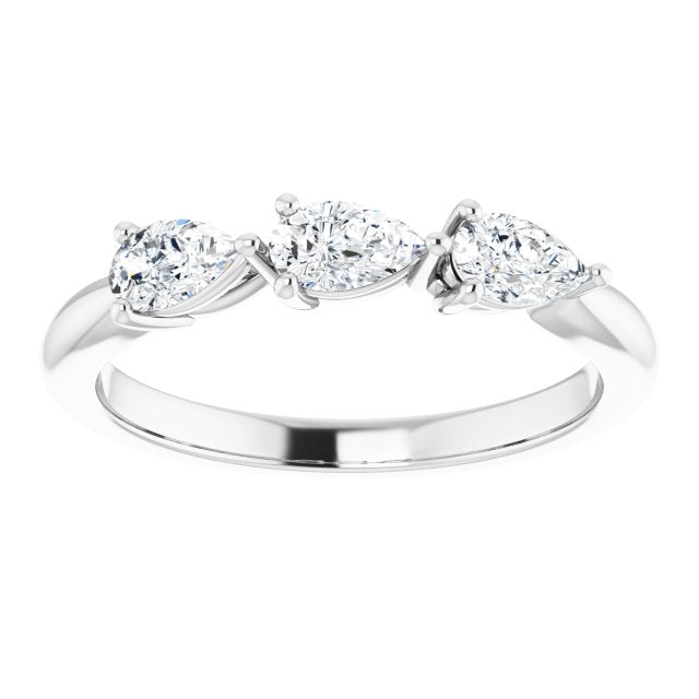 0.75 Carat Pear Cut Diamond 3 Stone Wedding Ring - Elegant Bridal Band for Engagement, Anniversary & Special Occasions | Perfect Gift for Her
