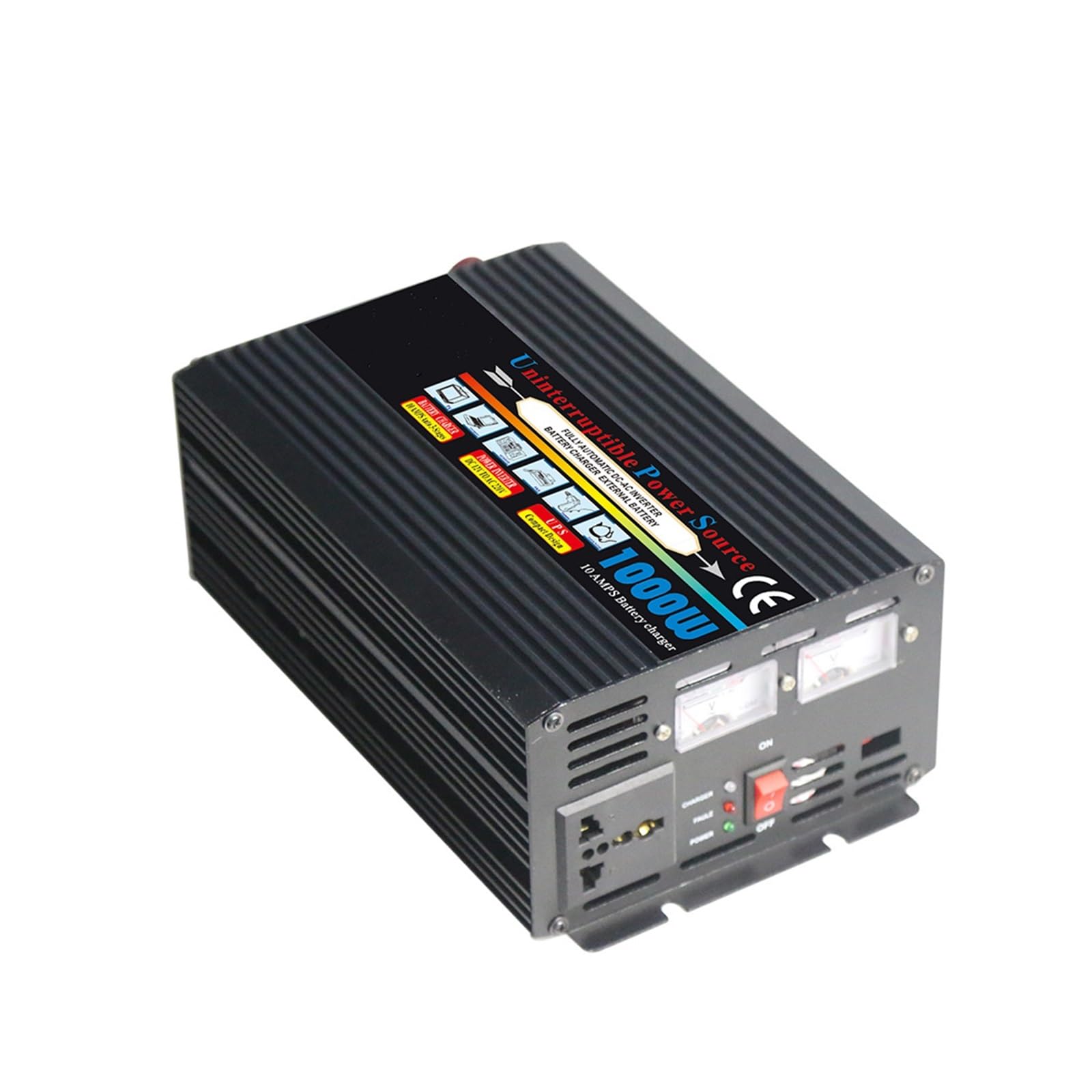 1000W Pure Sine Wave UPS Uninterruptible Power Supply with Charging Function & Voltage Display - 24V/110V for Home Office, Server Backup & Power Outages