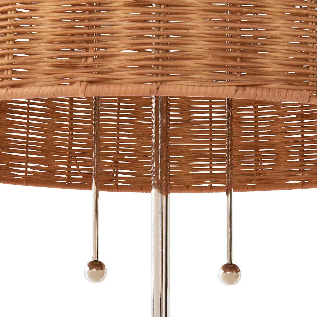 Bell Floor Lamp - Chrome & Natural Rattan Modern Standing Light for Living Room, Bedroom, or Office - Adjustable Height Reading Lamp with Soft Glow Ambient Lighting