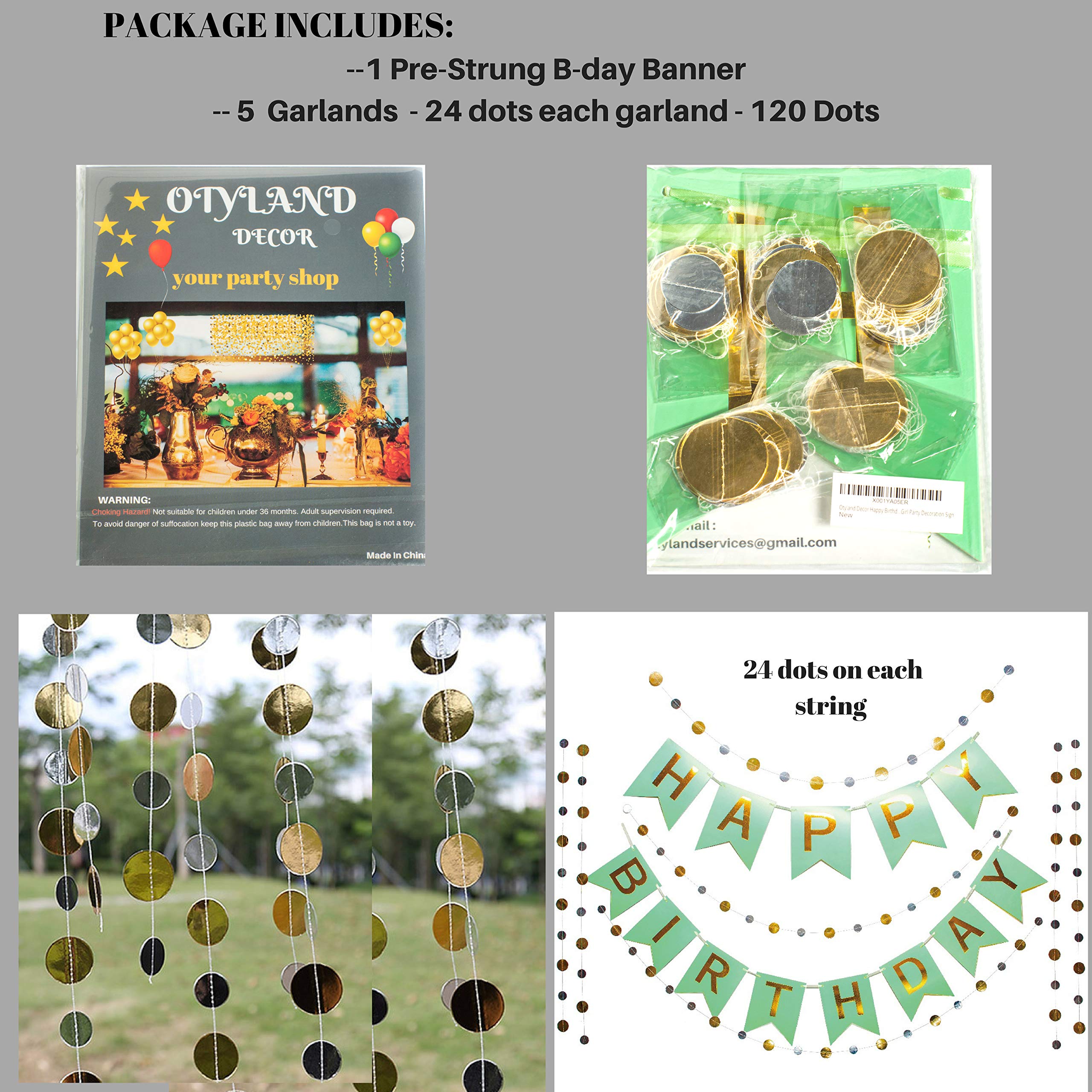 Happy Birthday Banner & Garland Set for Women - Green Bday Party Decorations - Perfect for Birthday Parties, Baby Showers & Special Celebrations