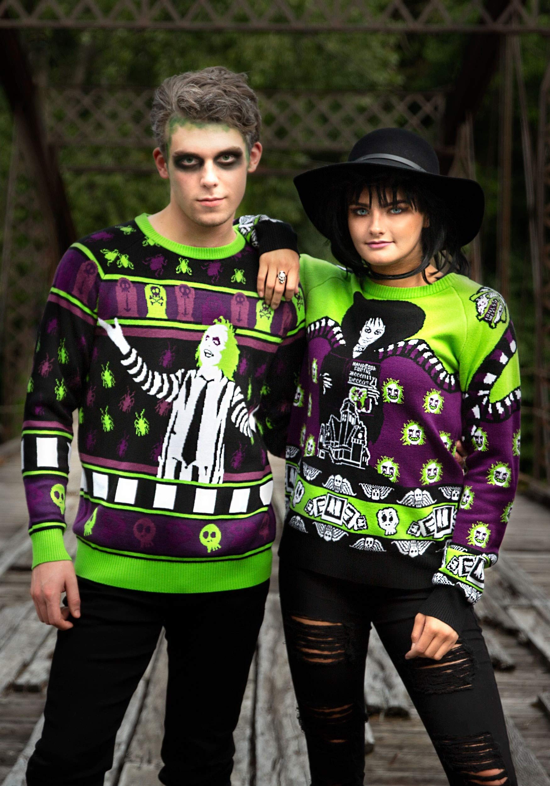 Beetlejuice Lydia Deetz Halloween Costume Sweater for Adults - 80s Movie Character Cosplay, Spooky Party Outfit, Couples Halloween Costume Idea