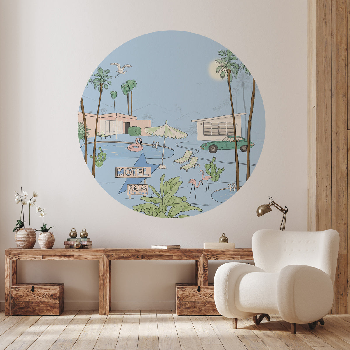 Palm Springs Round Wall Stickers - Decorative Vinyl Wall Decals for Home, Office & Nursery Decor - Perfect for Bedroom, Living Room & Kids Room