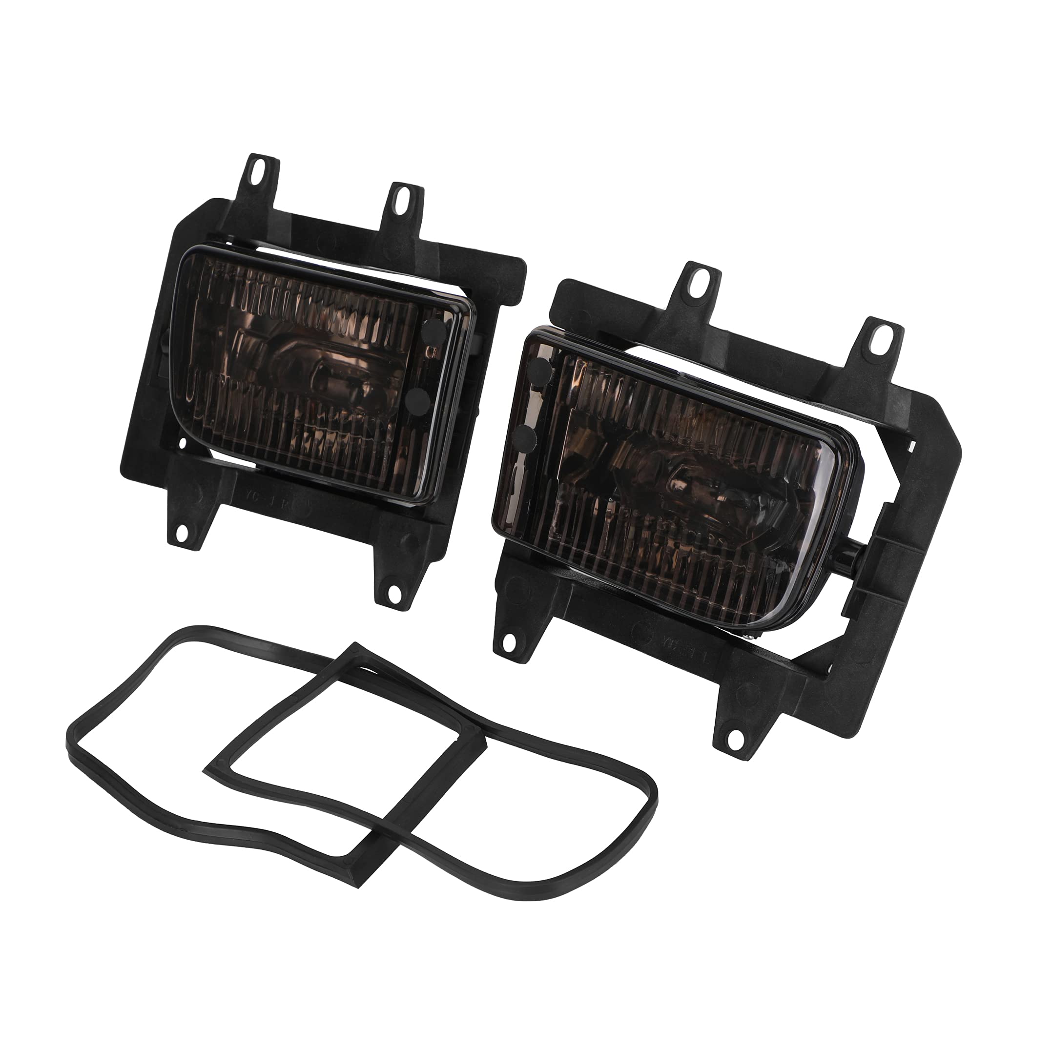 Topteng Car Fog Lights Replacement - Front Bumper Gray Plastic Lens Fog Lights Compatible with BMW E30 3-Series 1985-1993 Sedan Models | Perfect for Night Driving & Foggy Conditions