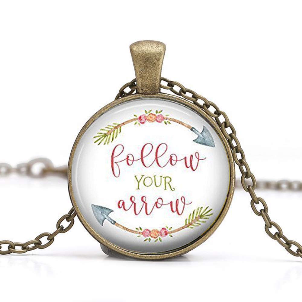 Follow Your Arrow Inspirational Quote Pendant Necklace - Motivational Jewelry Gift for Women, Keychain Accessory - Perfect for Daily Wear, Graduation Gifts & Spiritual Encouragement