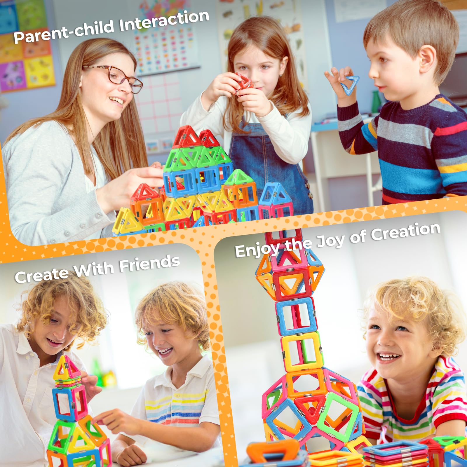 idoot Magnetic Building Tiles Blocks - STEM Educational Toys for Kids Ages 3+, Toddler Learning Activities & Creative Play - Perfect for Birthday Gifts, Classroom STEM Projects & Indoor Family Fun