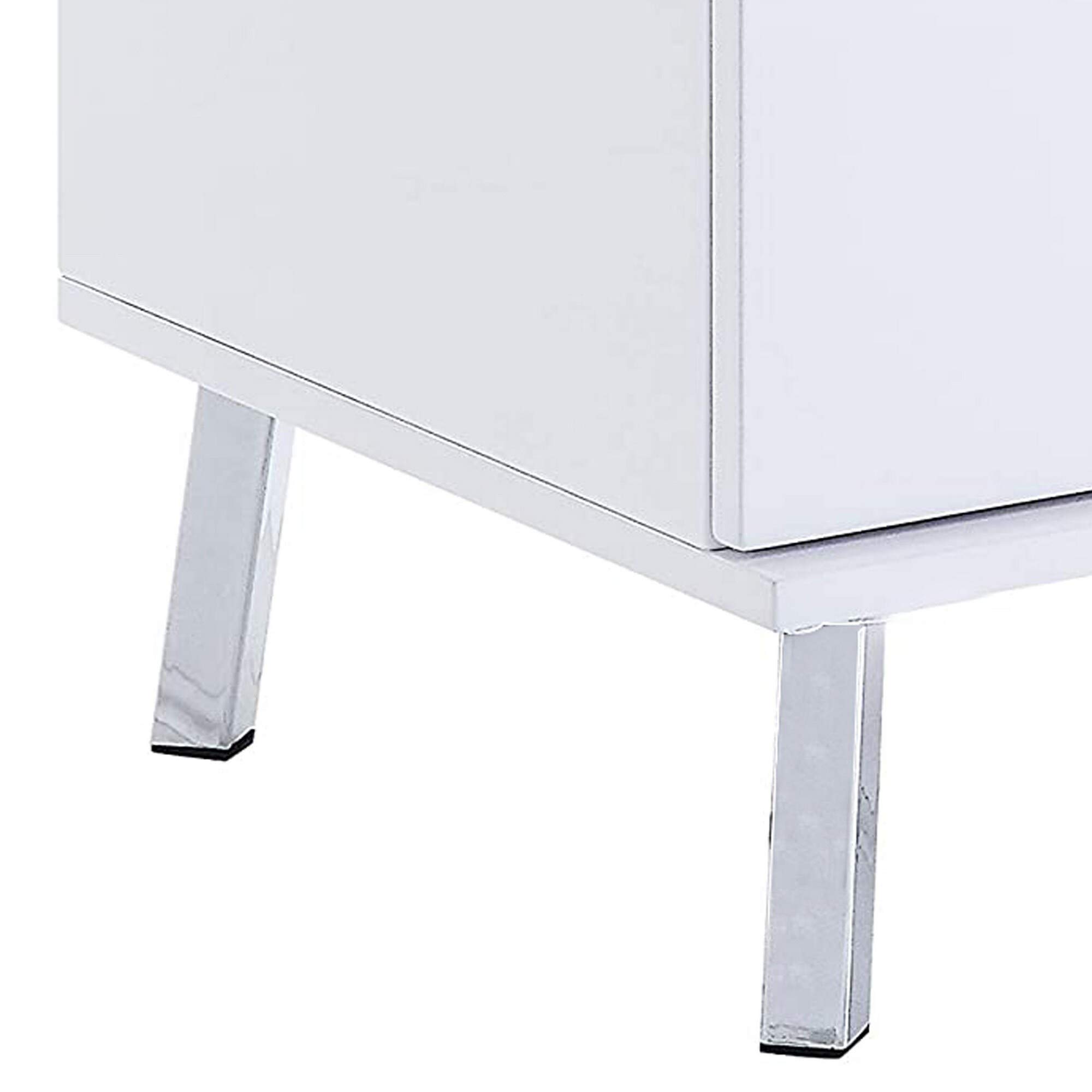 Vintage Transitional Wooden End Table with 2 Drawers - Dual Tone White & Brown Veneer - Solid Wood Nightstand for Bedroom, Living Room, or Office