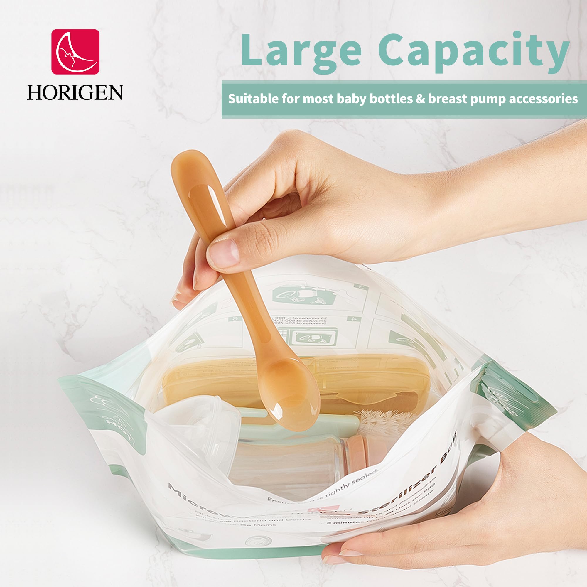Reusable Microwave Sterilizer Bags for Baby Bottles & Pump Parts - 16 Pack (20 Uses Per Bag) | Portable Steam Cleaning Solution for Travel, Work & Home Use