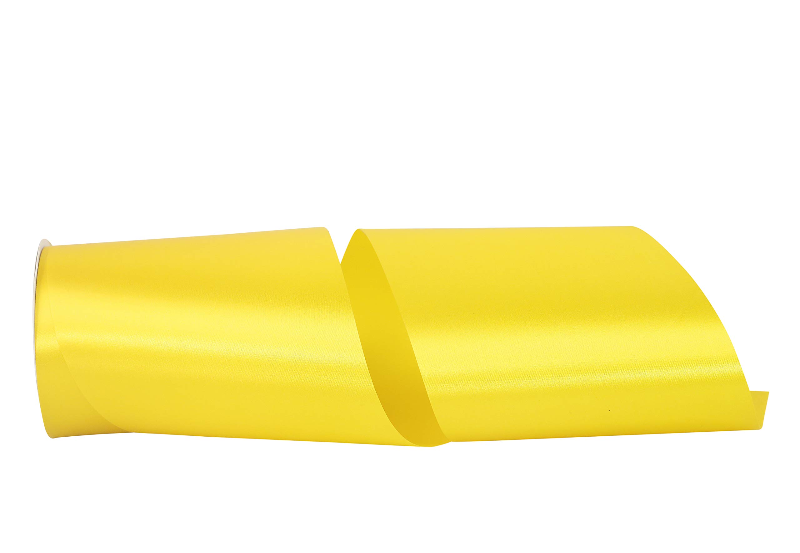Reliant Ribbon Single Face Satin Allure SFS Ribbon - 6 Inch x 50 Yards, Daffodil Yellow - Perfect for Gift Wrapping, Wedding Decorations & Craft Projects