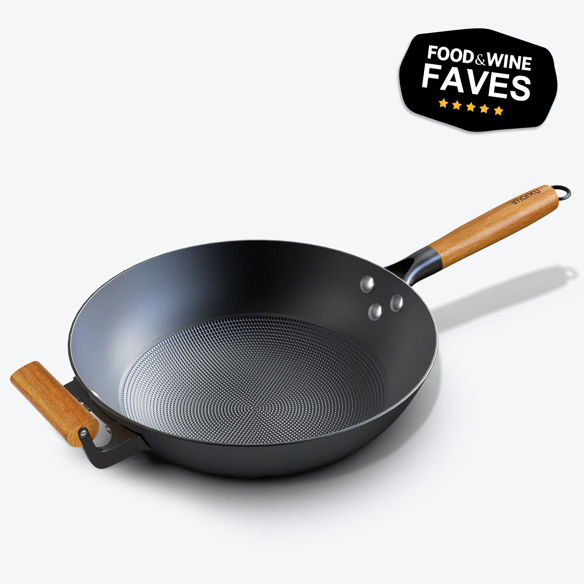 12.6 Inch Carbon Steel Nonstick Wok Pan - Professional Restaurant-Grade Stir Fry Pan for Asian Cooking, Sautéing & Deep Frying - Induction Compatible & Oven Safe