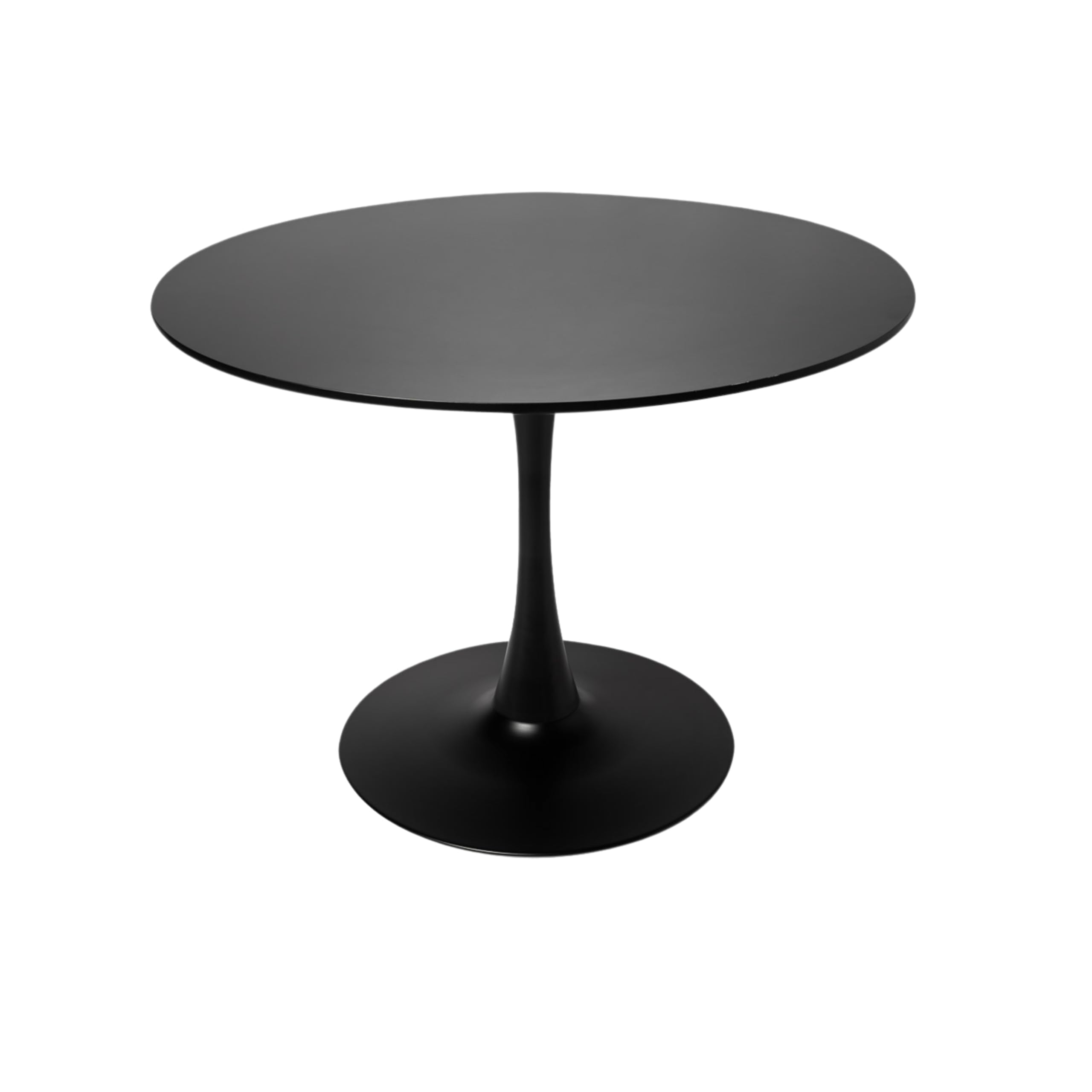 AYKAH 39.5 Inch Round Mid Century Modern Dining Table - Black Kitchen Table for Small Spaces with Solid Pedestal Base - Perfect for Breakfast Nooks, Cozy Apartments & 4-Person Family Dinners
