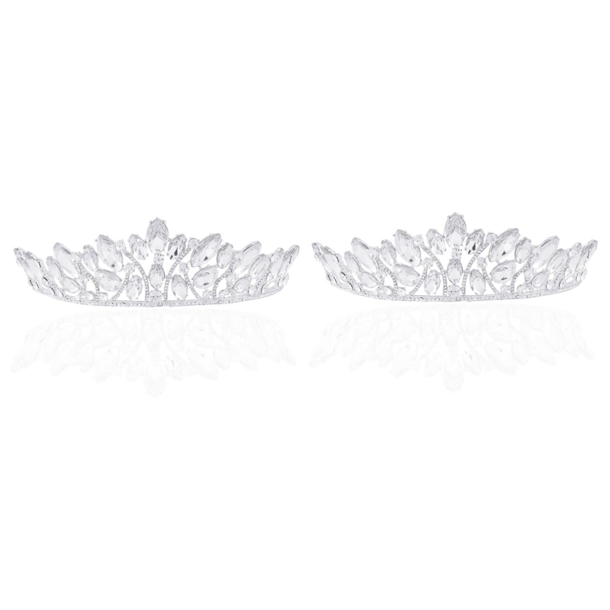 Beavorty 2-Piece Lockable Bridal Headpiece Set - Rhinestone Wedding Headbands, Princess Tiara & Crystal Comb for Bride (White) | Perfect for Weddings, Prom, Pageants & Special Occasions
