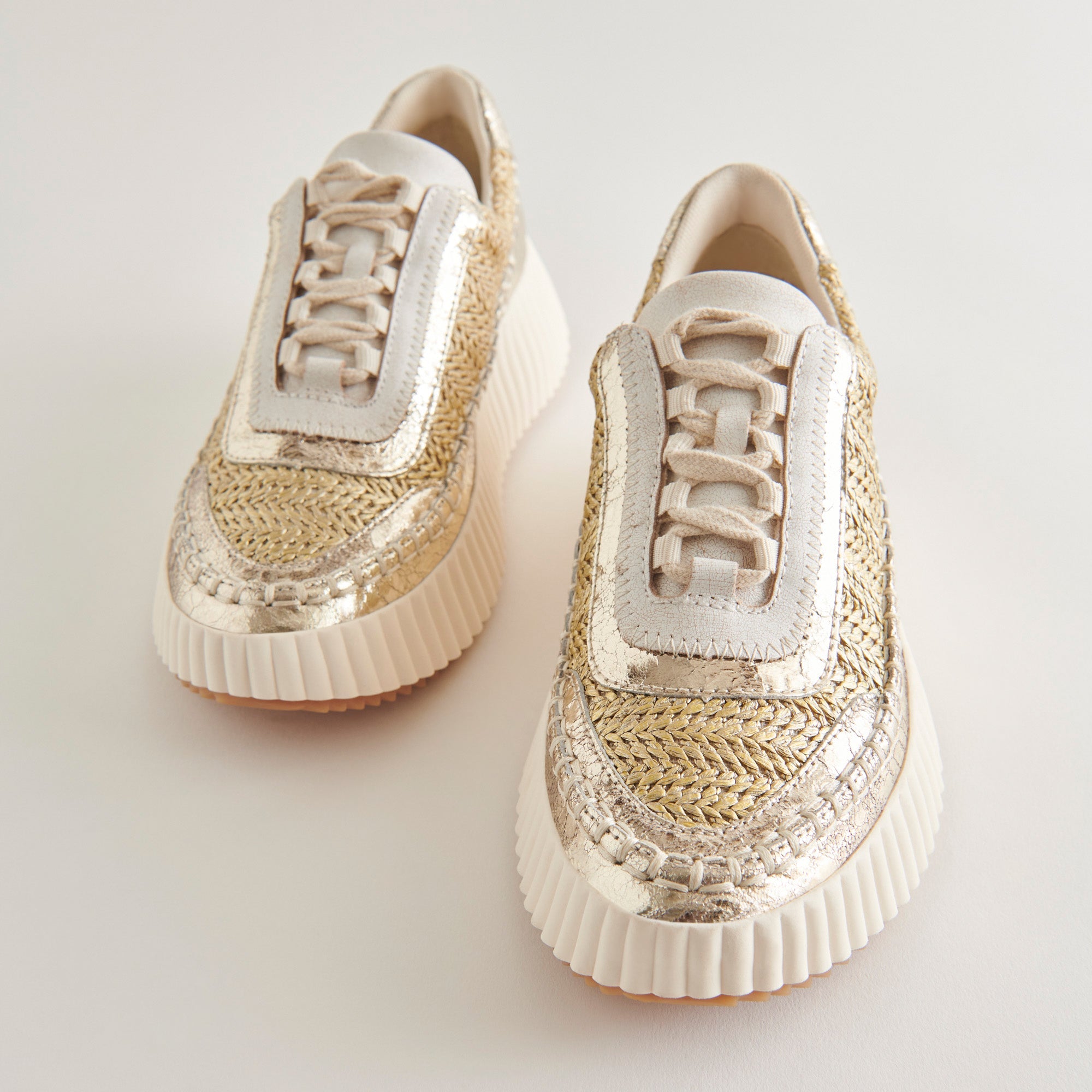 DOLEN Gold Knit Sneakers for Women - Comfortable & Stylish Walking Shoes for Casual Wear, Running, and Gym Workouts