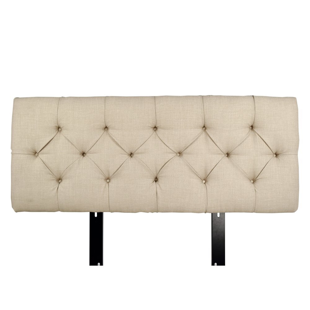 MJL Furniture Designs Jackie Collection Twin Size Headboard - Solid Wood, Padded & Diamond Tufted Upholstery, Khaki (Sachi Series) | Perfect for Bedroom Decor, Guest Rooms & Dorm Furniture