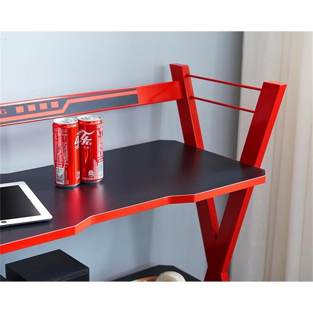 JJS 3-Tier Gaming Console Storage Shelf - Modern Open Bookcase Rack for PS5, Xbox & Nintendo Switch - Display Stand for Speakers, Figures & Plants - Perfect for Gaming Room & Home Office Setup (Red)